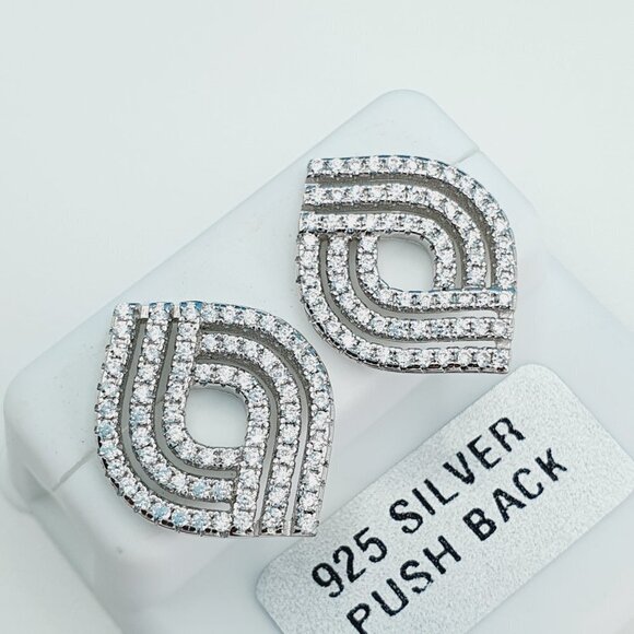 "925 Sterling Silver Cubic Zirconia Earrings, UU1P6A6071 - Picture 1 of 8